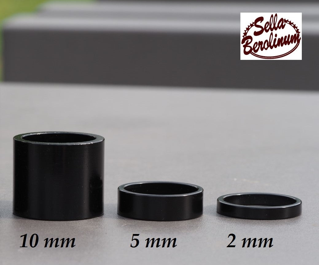 1" Aluminum Spacers in 2 or 10 mm Black