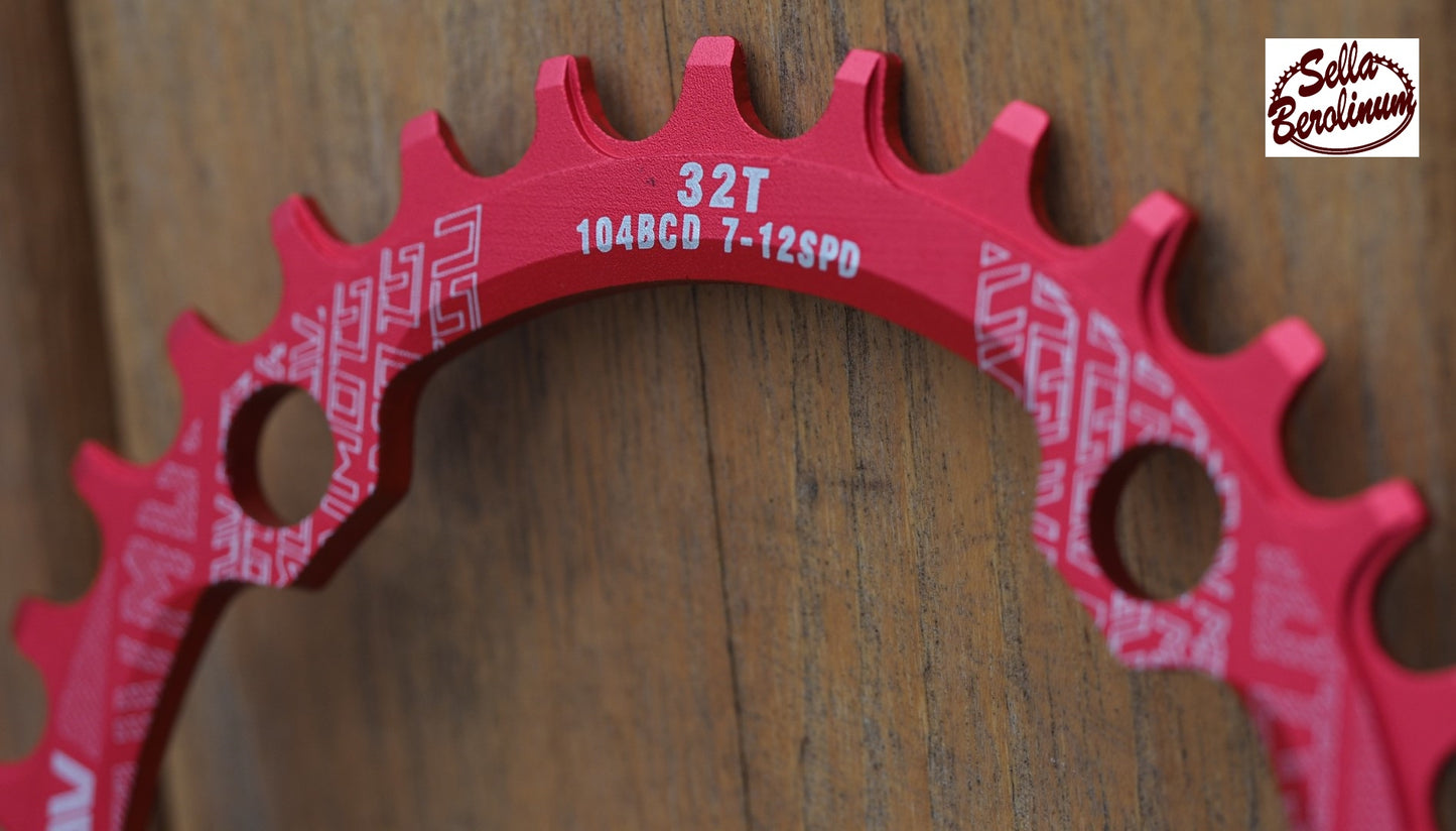 32 oder 38 Z Kettenblatt LK:104 mm, Rot eloxiert