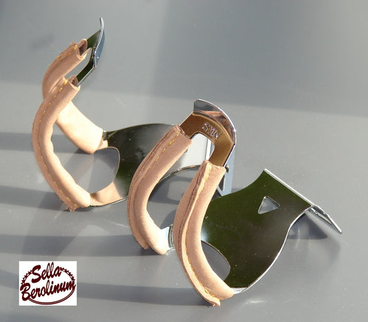 MKS Half Clip Deep Stahl mit braunem Leder, Paar