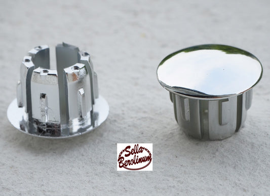Velox end plugs, chrome-plated plastic, pair