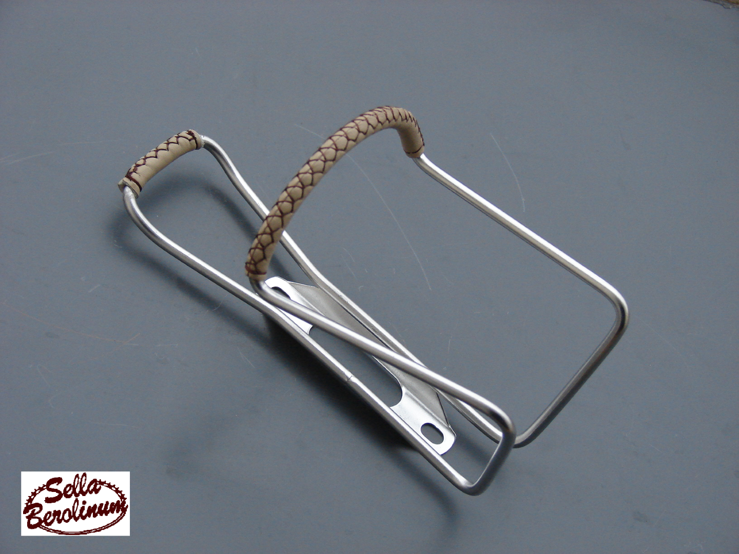Edelstahl Trinkflaschenhalter mit Leder
