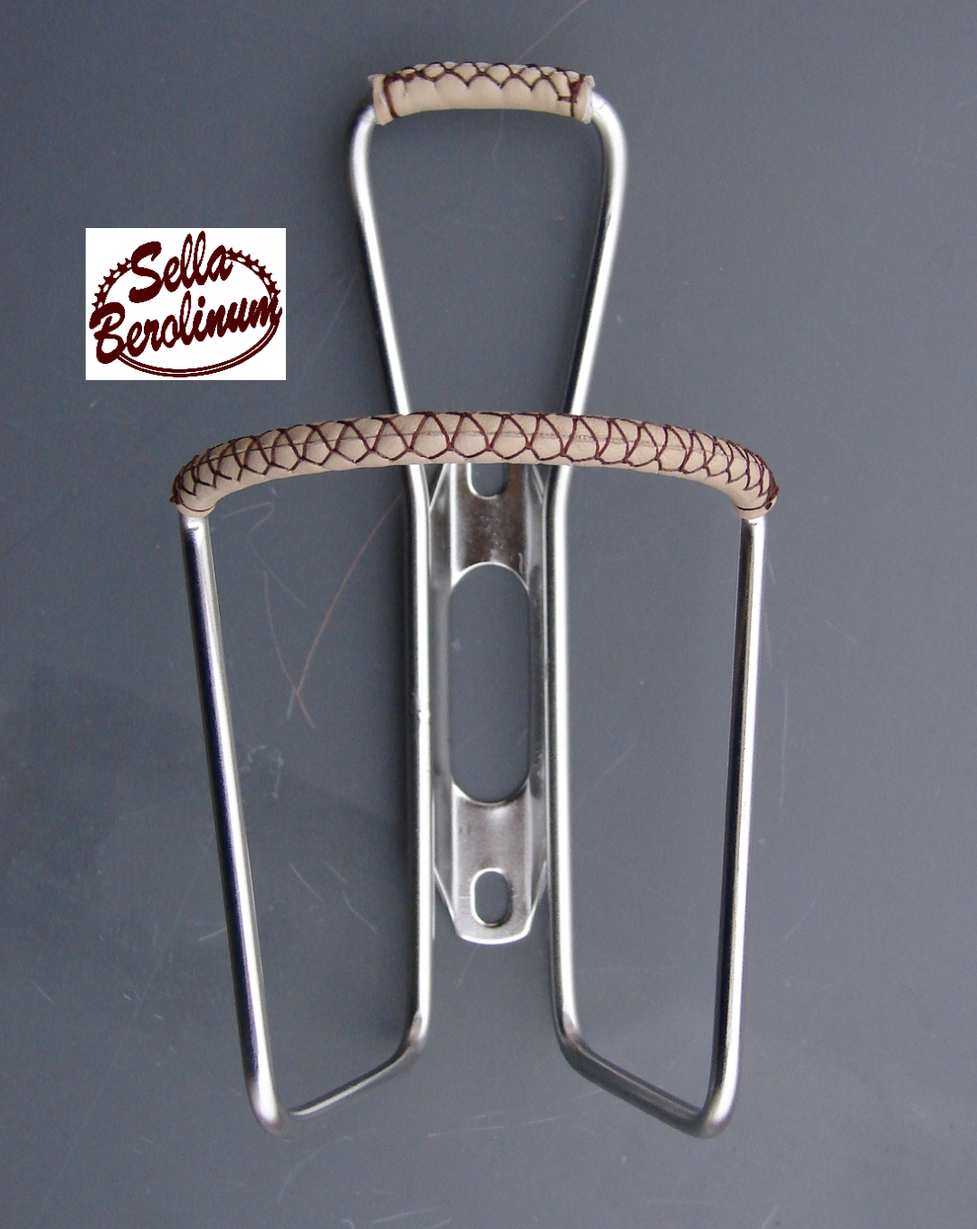 Edelstahl Trinkflaschenhalter mit Leder