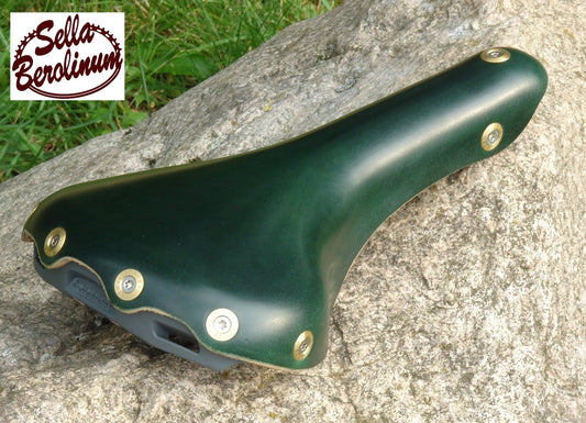 Berthoud Aspin Leder / Edelstahl Touring Sattel "Edition Special Grün"