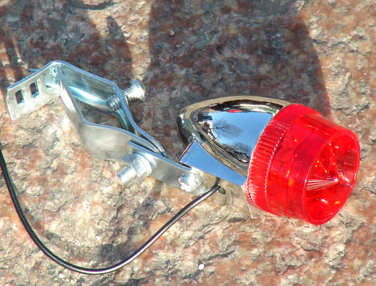 Mini Rücklicht Rot in verchromt kabelgebunden