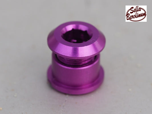 Lila eloxierte Aluminium-Kettenblattschrauben mit Muttern im 5er-Set