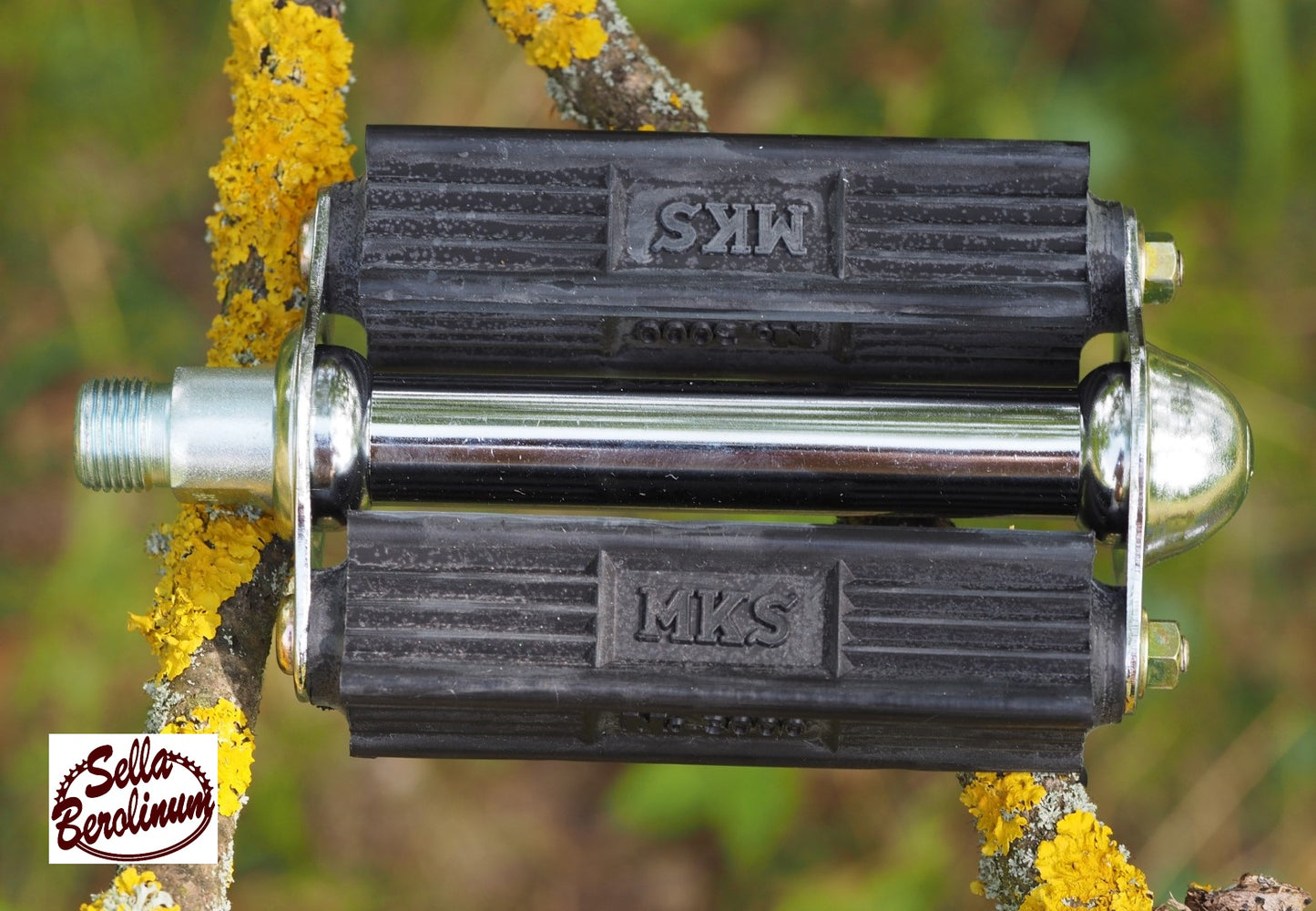 MKS 3000 S Blockpedale mit verchromtem Metallkörper, schwarzen Gummiauflagen, 9/16 Zoll.