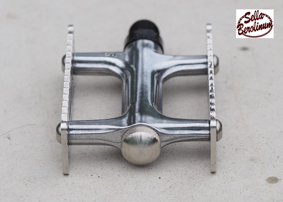 Sellax Mark 313 Stream Classic Fahrradpedal aus poliertem Aluminium mit Edelstahlkäfig und 9/16-Zoll-Achse