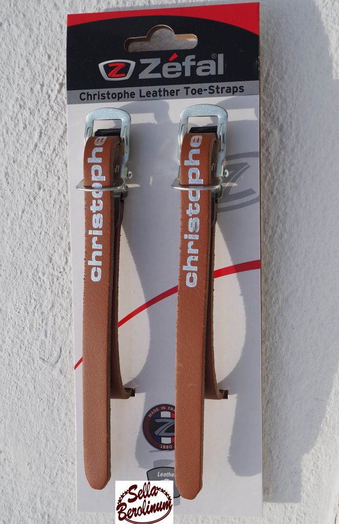 Zéfal Christophe 516 Braun- robuste Leder Pedalriemen für sicheren Halt