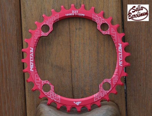 32 oder 38 Z Kettenblatt LK:104 mm, Rot eloxiert