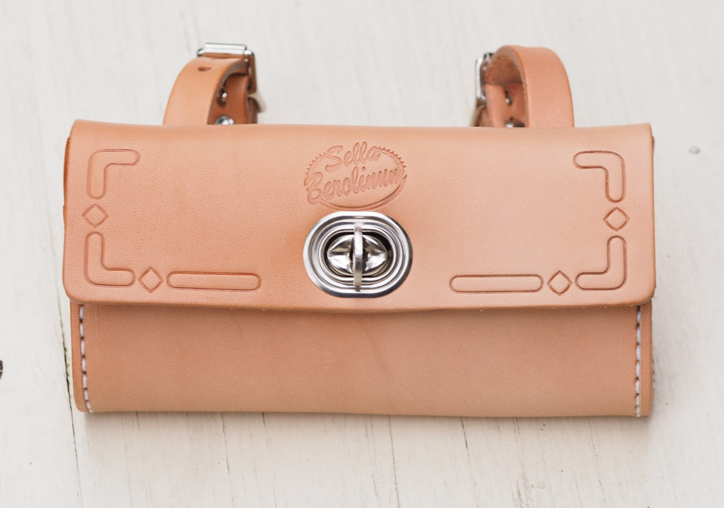 Fahrrad Werkzeug Satteltasche dickes Leder Naturbraun